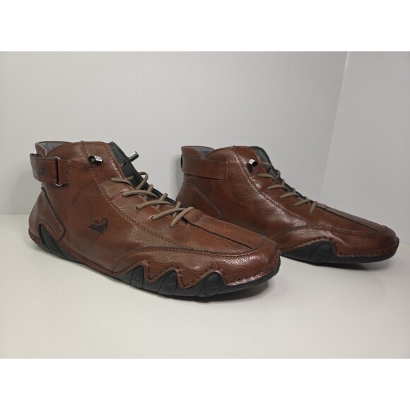 NWOB Australian L DECK Men's Rich Brown Leather Hiking Mid Top shoes Sz EU 43 - Picture 1 of 9